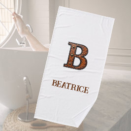 Westliches Werkzeugleder Initial Monogramm B Badehandtuch