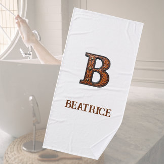 Westliches Werkzeugleder Initial Monogramm B Badehandtuch