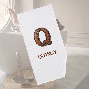Westliches Werkzeugleder Initial Monogramm Q Badehandtuch