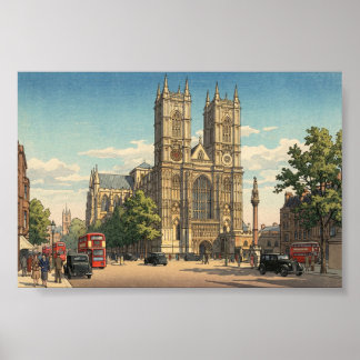 Westminster Abbey Japanischer Holzschnitt Poster