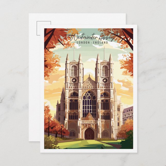 Westminster Abbey London England Vintage Reise Postkarte (Vorne/Hinten)