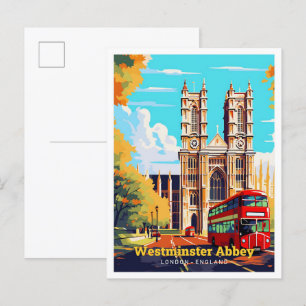 Westminster Abbey London Travel Art Vintag Postkarte