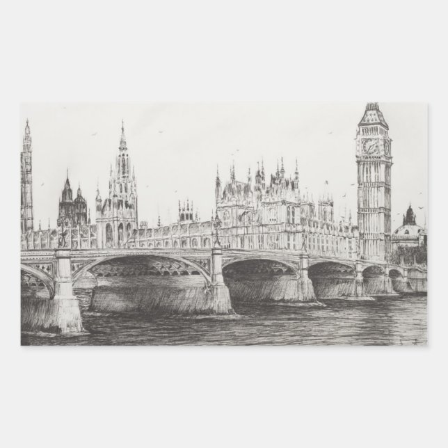 Westminster Bridge London UK. 30/10/2006 Rechteckiger Aufkleber (Vorderseite)