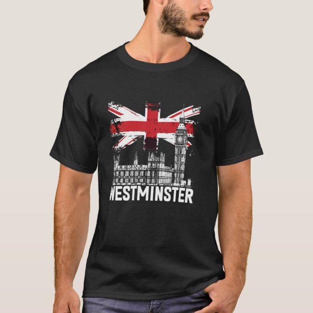 Westminster + Britische Flagge T-Shirt (Vorderseite)