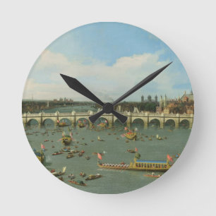 Westminster-Brücke, London, mit dem Lord des Runde Wanduhr