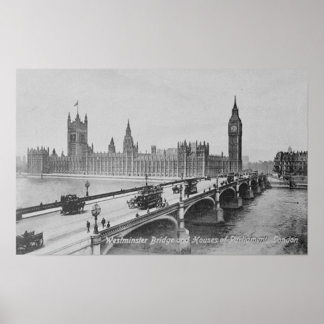 Westminster-Brücke und die Häuser Poster (Vorne)
