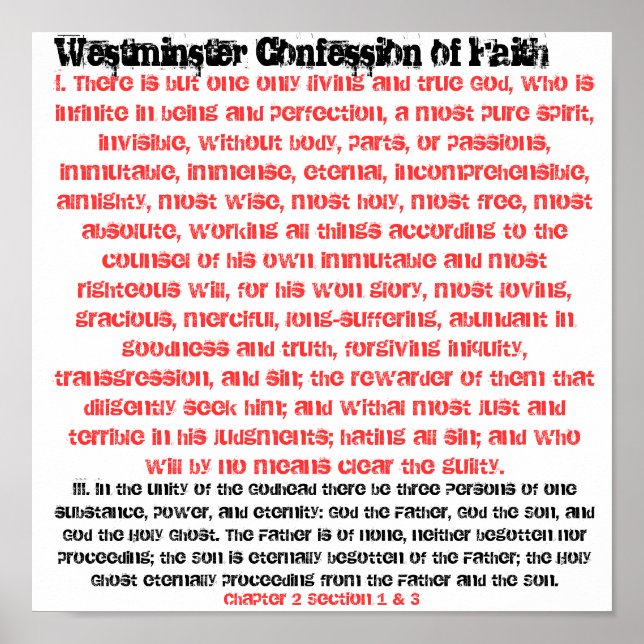 Westminster Confession Ch. 2 Abschnitt 1 und 3 Poster (Vorne)