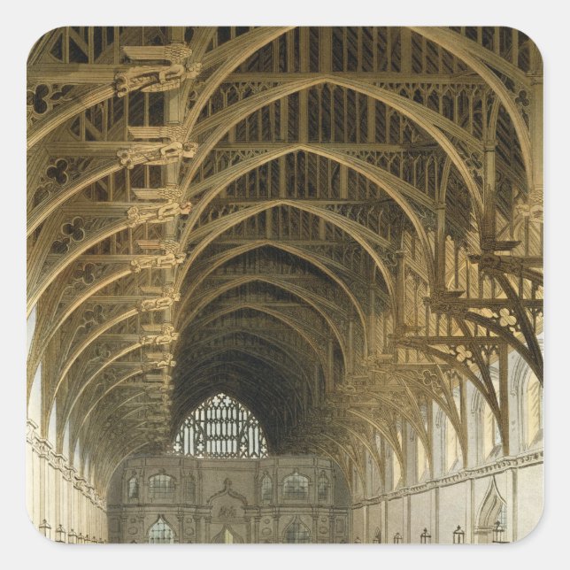 Westminster Hall, eingraviert durch J. Bluck pub Quadratischer Aufkleber (Vorderseite)