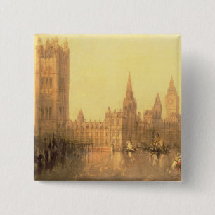 Westminster: Häuser des Parlaments, c.1860 (Öl a Button