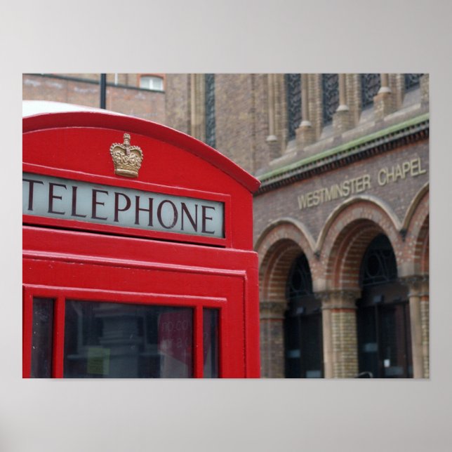 Westminster Kapelle - London Red Phone Box Poster (Vorne)