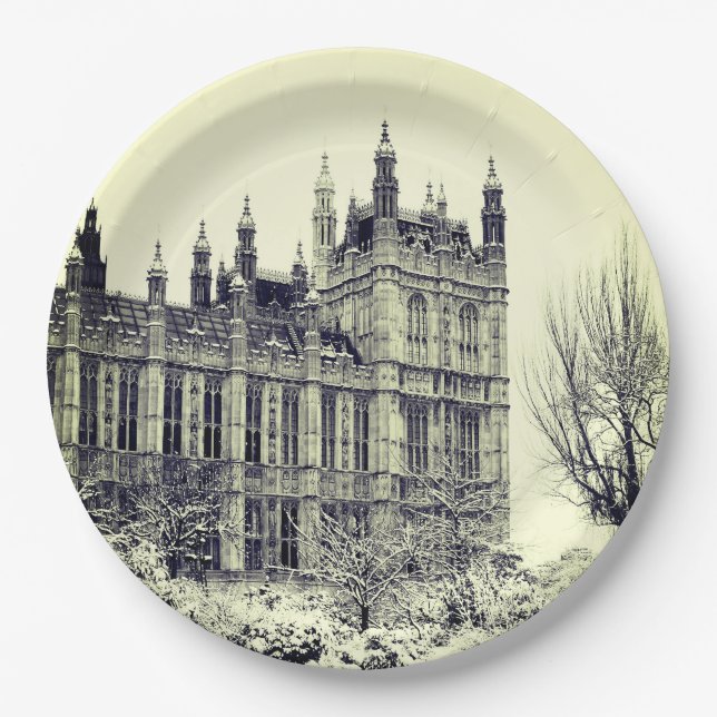 Westminster, Parlament, Winter London - Briten Pappteller (Vorderseite)