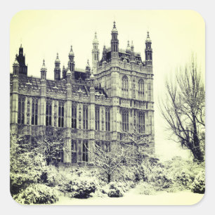 Westminster, Parlament, Winter London - Großbritan Quadratischer Aufkleber
