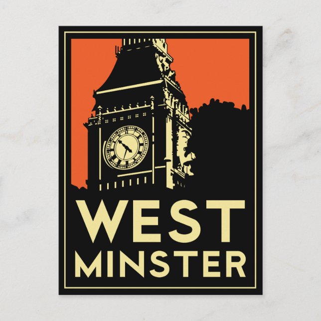 Westminster Retroart Deko Reiseplakat Postkarte (Vorderseite)