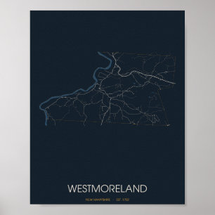 Westmoreland New Hampshire Straßenkarte Poster (Nä