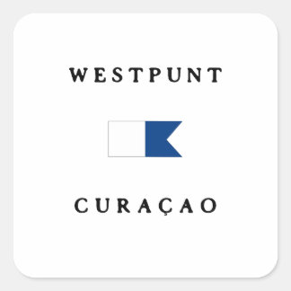 Westpunt Curacao Alpha Dive Flag Quadratischer Aufkleber