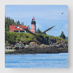 WestQuoddy Hauptleuchtturm, Maine Quadratische Wanduhr