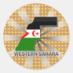 Westsahara-Flaggen-Karte 2,0 Runder Aufkleber