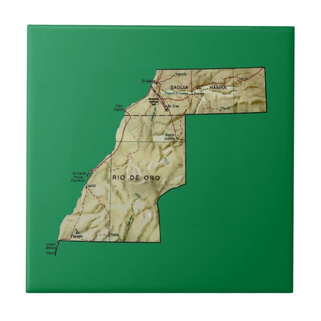 Westsahara-Karten-Fliese Fliese (Vorderseite)