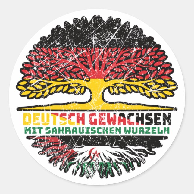 Westsahara Sahaurisch Deutsch Deutschland Baum Runder Aufkleber (Vorderseite)