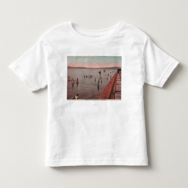 Westseattle, WA - badend an Coney Island-Strand Kleinkind T-shirt (Vorderseite)