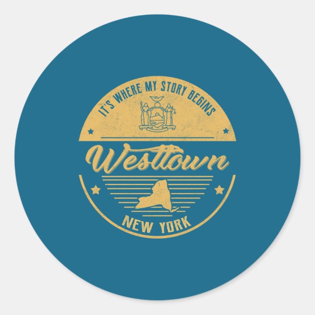 Westtown New York Its Where My Story Begins  Runder Aufkleber (Vorderseite)