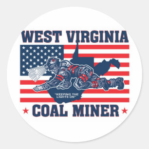 WESTVIRGINIA KOHLE MINER ROT, WEISS UND BLAU RUNDER AUFKLEBER