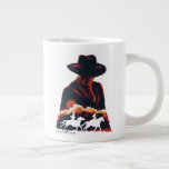 Westwelt | Mann in der Silhouette der Schwarzen Wü Jumbo-Tasse<br><div class="desc">Karo dieses Schablonenportrait des Schwarzen Mannes mit Silhouetten von William und Dolores,  die gemeinsam durch die Wüste reiten.</div>