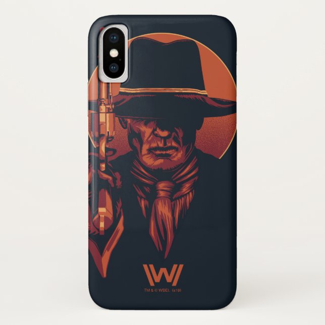 Westwelt | Schwarzer Mann mit Revolver Case-Mate iPhone Hülle (Rückseite)