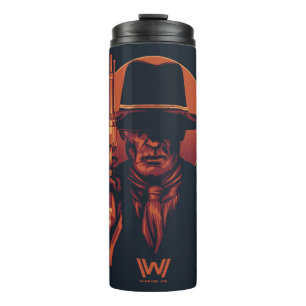 Westwelt   Schwarzer Mann mit Revolver Thermosbecher