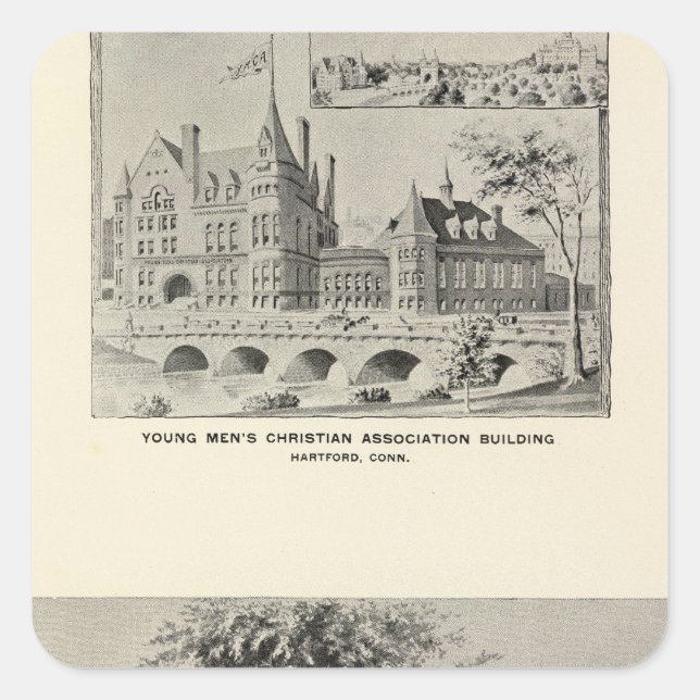 Westwood, YMCA, Hartford Quadratischer Aufkleber (Vorderseite)