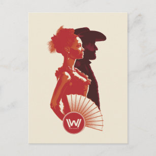 Westworld   Maeve u. Hector-Schablonen-Porträt Postkarte