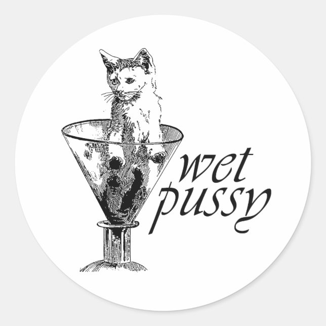 Wet Kitty Runder Aufkleber (Vorderseite)