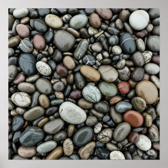 Wet River Pebbles Poster (Vorne)