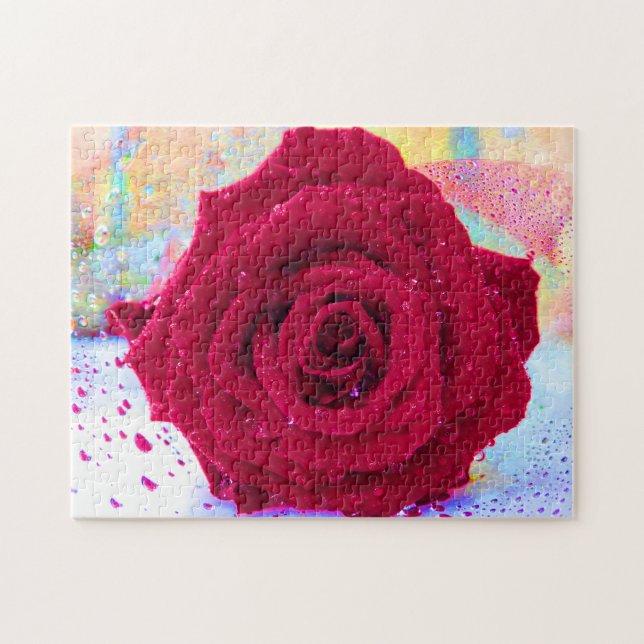 WET ROSE 11x14 INCH Puzzle (Horizontal)