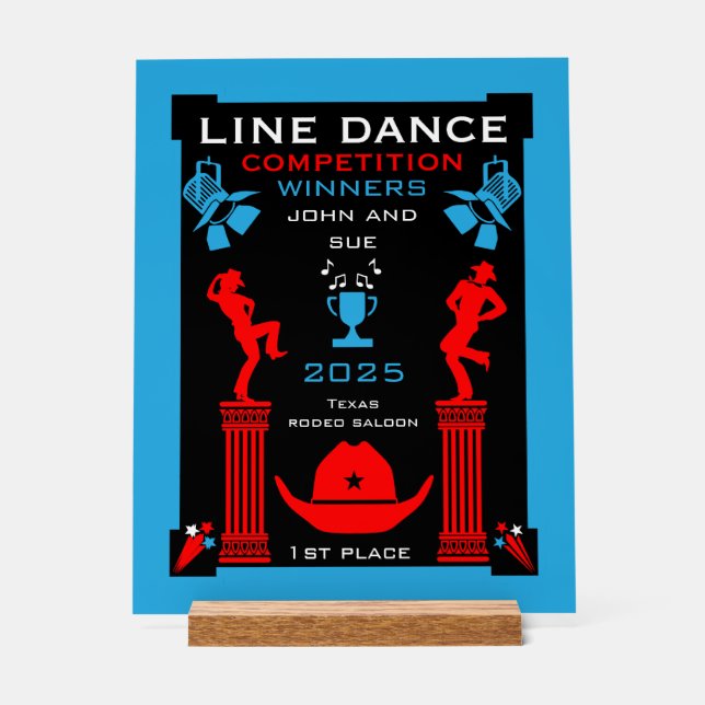 Wettbewerb "American Line Tancing" Acrylschild (Vorderseite)