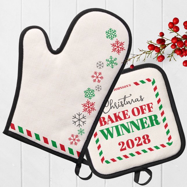 Wettbewerb "Kochen oder Backen" Gewinner Ofenhandschuh & Topflappen-Set (Holiday Contest Winner Prize Oven Mitt & Pot Holder. Great for Cookie, Baking & Cooking Competitions)