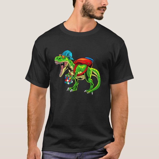 Wettbewerb Puzzle Speedcubing Dinosaurier Math T-Shirt (Vorderseite)