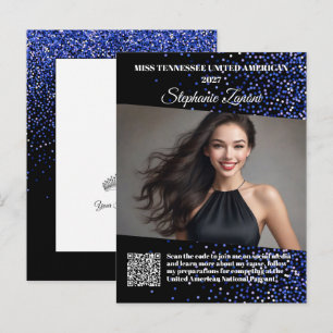 Wettbewerbs-Autogramm-Postkarte Blaue Glitzer-Unte Postkarte