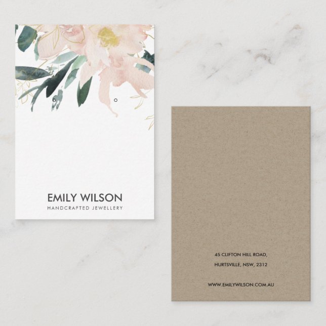 WETTBEWERBSPIELUNG FÜR BLUSH GOLD FLORAL WATERCOLO VISITENKARTE (Vorne/Hinten)