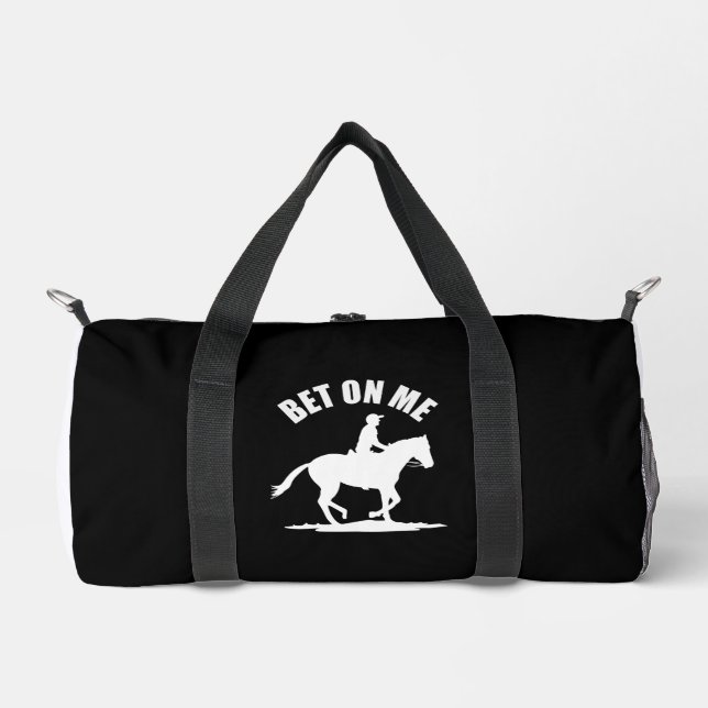 Wette auf mich - Pferderennbahn Duffle Bag (Vorderseite)