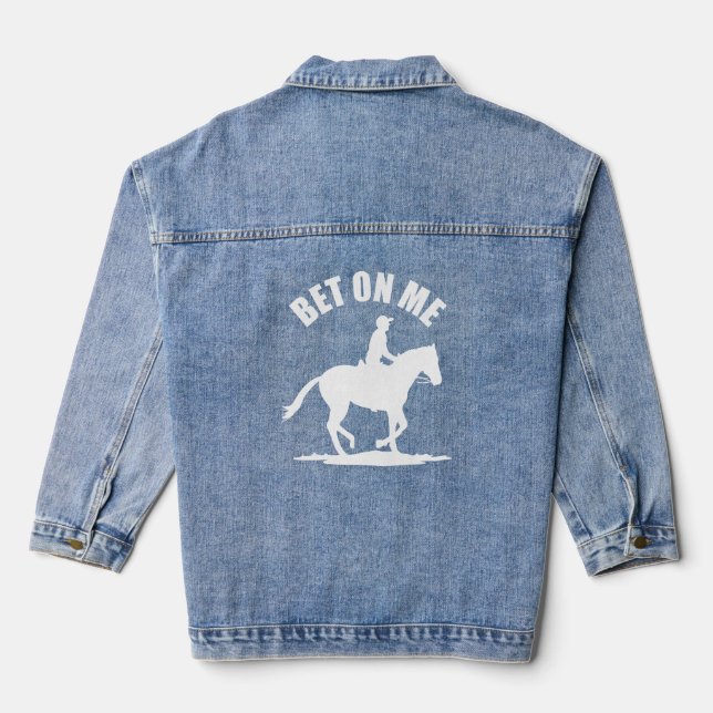 Wette auf mich - Pferderennbahn Jeansjacke (Rückseite)