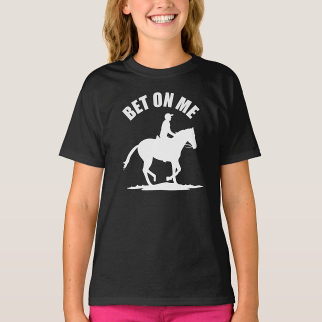 Wette auf mich - Pferderennbahn T-Shirt (Vorderseite)