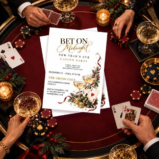 Wette auf Mitternacht Silvester-Casino-Party Einladung