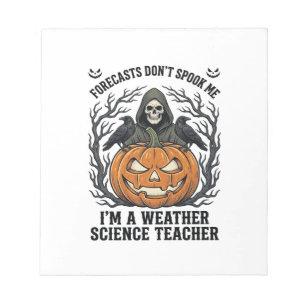 Wetter Lehrer Halloween Gruseliger Sensenmann Kürb Notizblock