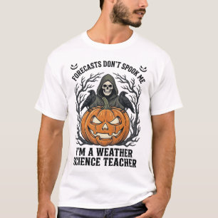 Wetter Lehrer Halloween Gruseliger Sensenmann Kürb T-Shirt