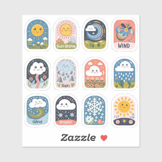 Wetterauflistung - Design 1 Aufkleber (Blatt)