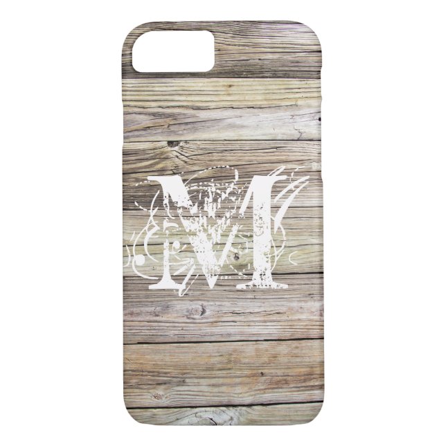 Wetterbericht Wood Mit Monogramm iPhone 7 Fall Case-Mate iPhone Hülle (Rückseite)