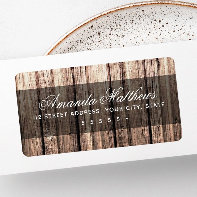 Wetterbraunes Holzkornrücketikett Adressaufkleber (Weathered brown wood grain return address label)