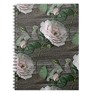 Wetterfertige Rose auf Holz Notizblock