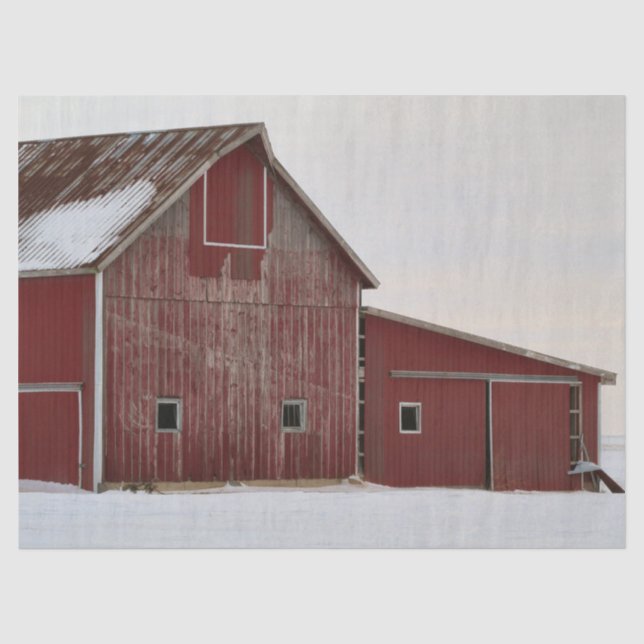 Wetterfertige Winter Red Barn Seidenpapier (Vorderseite)